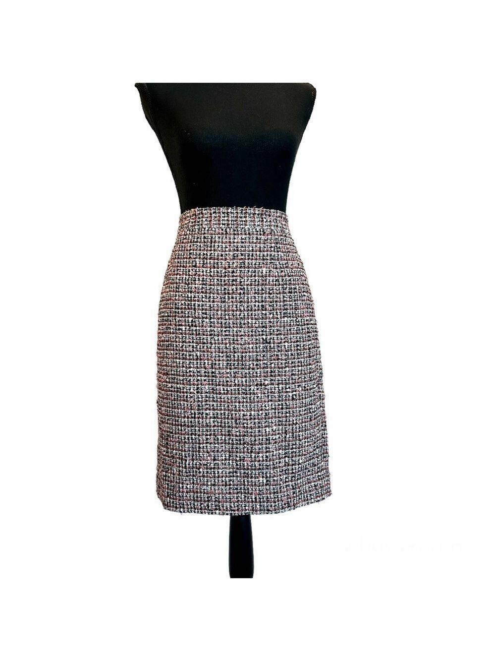 J. Crew Collection red black white tweed pencil skirt Sz 10